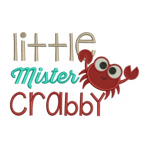 Little Mister Crabby Applique Machine Embroidery Design Digitized Pattern